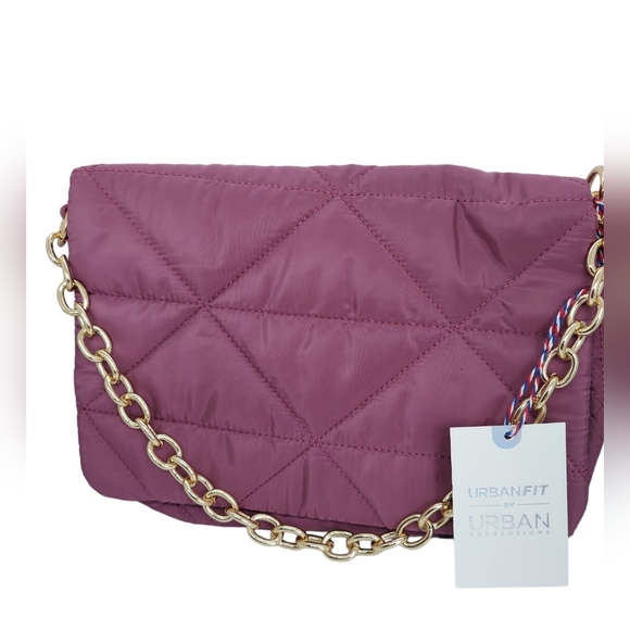 Urbanfit by Urban Expressions Handbags - Urbanfit by Urban Expressions Dusty Rose Nylon Quilted Crossbody NWT